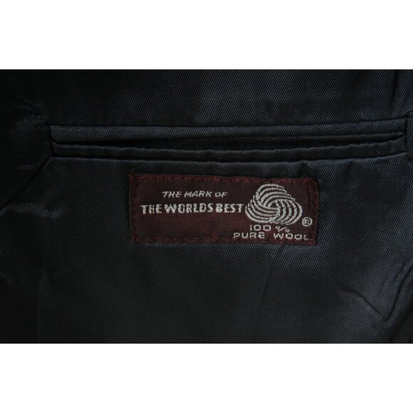 Evan Picone Men Sport Coat 38 R Medium Blue Wool Gold Two Button Blazer Jacket - Picture 7 of 8